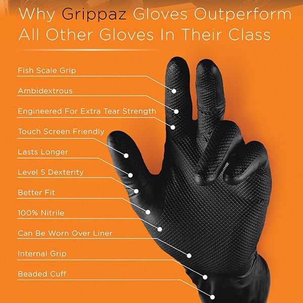 Grippaz nitrile gloves specs Grippaz nitrile gloves specs